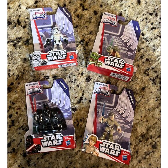 Vintage NIB Sealed Figures Star Wars Galactic Heroes Darth Luke Yoda Stormtroop - Picture 2 of 8